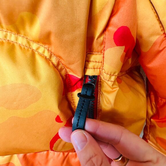 Kru St. Moritz Yellow Pink Orange Camo Front Button Zip Long Sleeve Hood Jacket - Picture 5 of 16